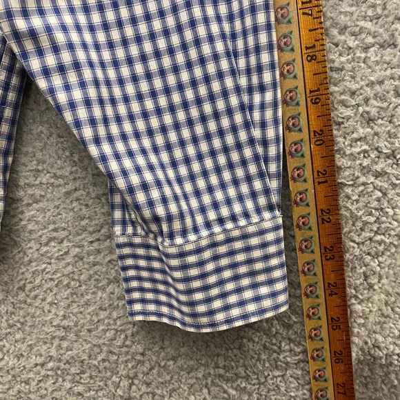 Tommy Hilfiger Shirt Mens Large Blue Plaid Long Sleeve Button Down Logo - Picture 6 of 12